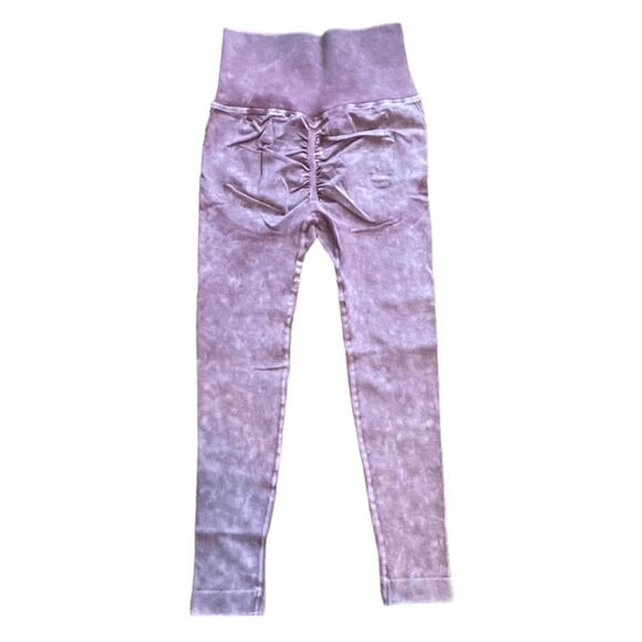 Sugar Popped Extreme Lift  Athletic Set Legging Crop Top Berry Pink Stretch Knit - Picture 5 of 9